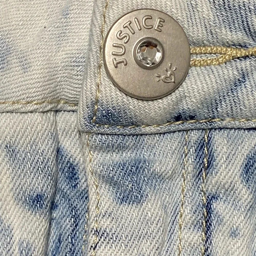 Justice Girls Skort Size 8 Blue Acid Wash Denim Skirt Shorts Stretch